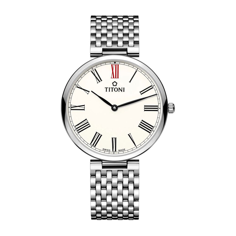 Gray stainless steel dress watch-null