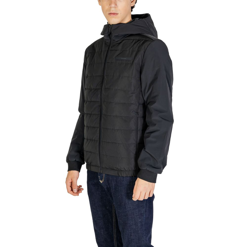 Black recycled polyester shell jacket-null