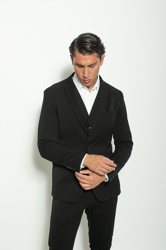 Hackers elastic slim fit textured blazer image number null