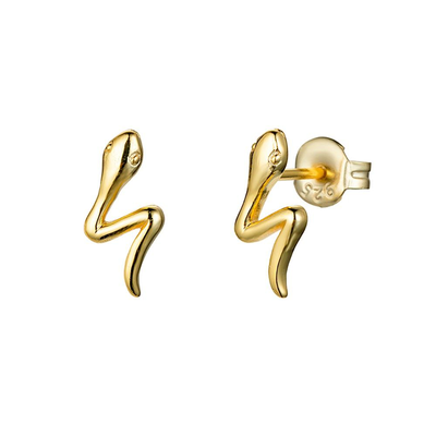 Snake stud earrings, Gold Plated 18k, medium