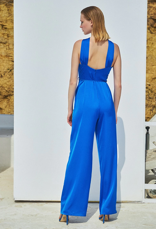 Jumpsuit with knot - m , cobalt blue-null