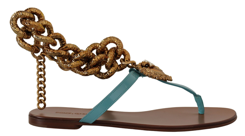 Blue leather devotion flats sandals-null