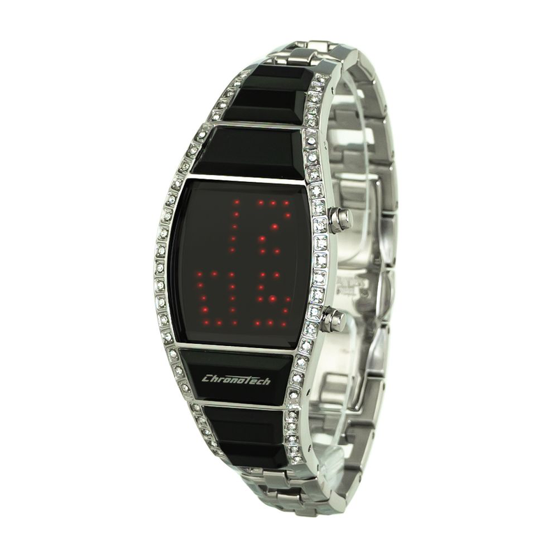 Silver stainless steel digital watch-null