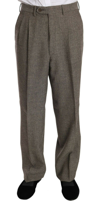 Brown wool regular single  breasted suit-null