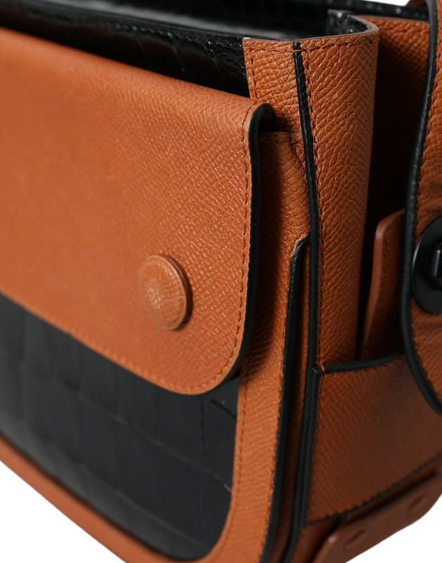 Black brown exotic skin leather shoulder camera purse bag-null