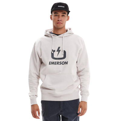 Men's classic logo pullover hoodie, Off White, medium