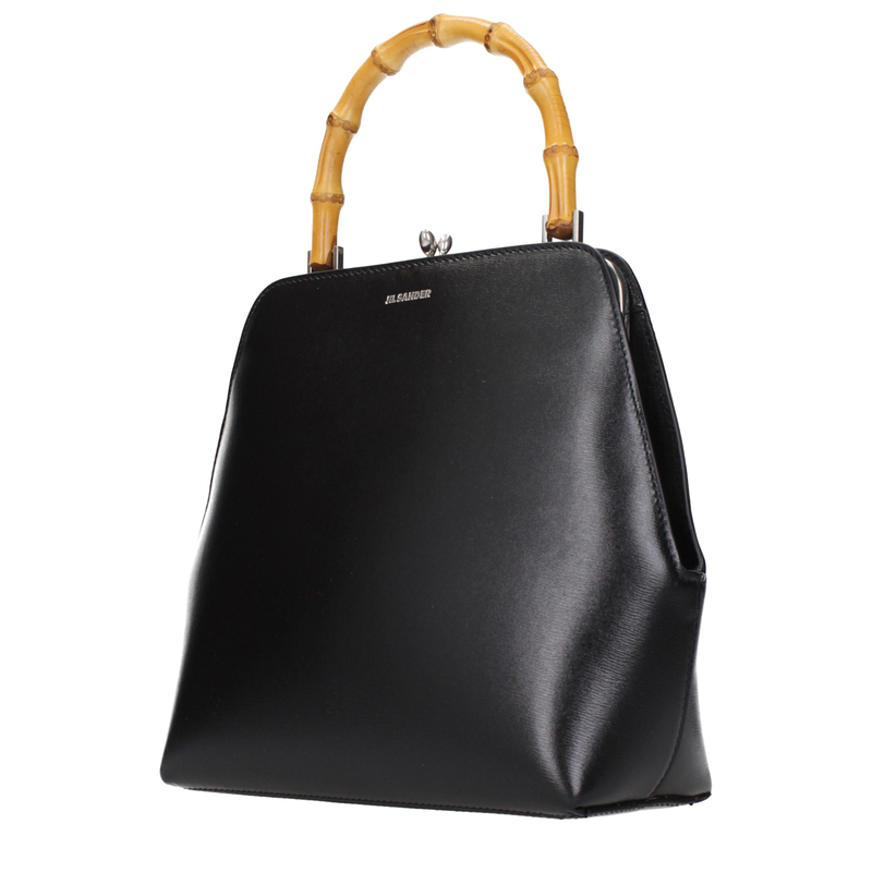 Black leather handbag-null