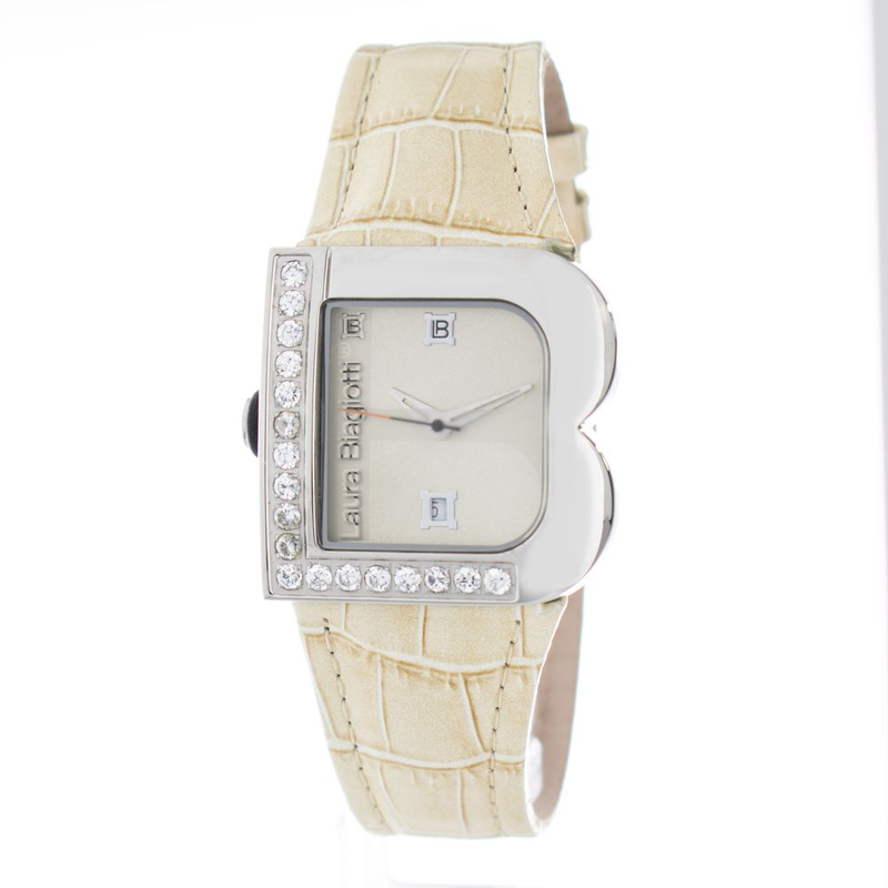 Beige stainless steel dress watch-null