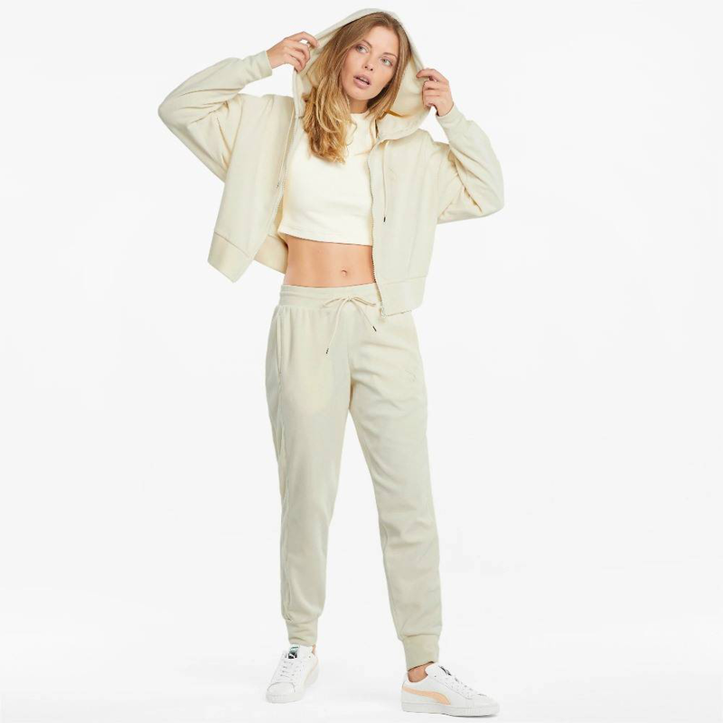 Puma iconic t7 velour womens full-zip hoodie-null