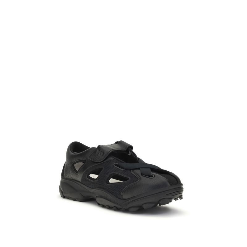Black calf leather bos taurus flat sandals-null