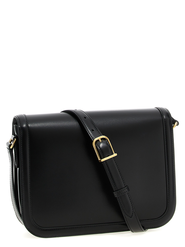 Black calfskin shoulder bag-null
