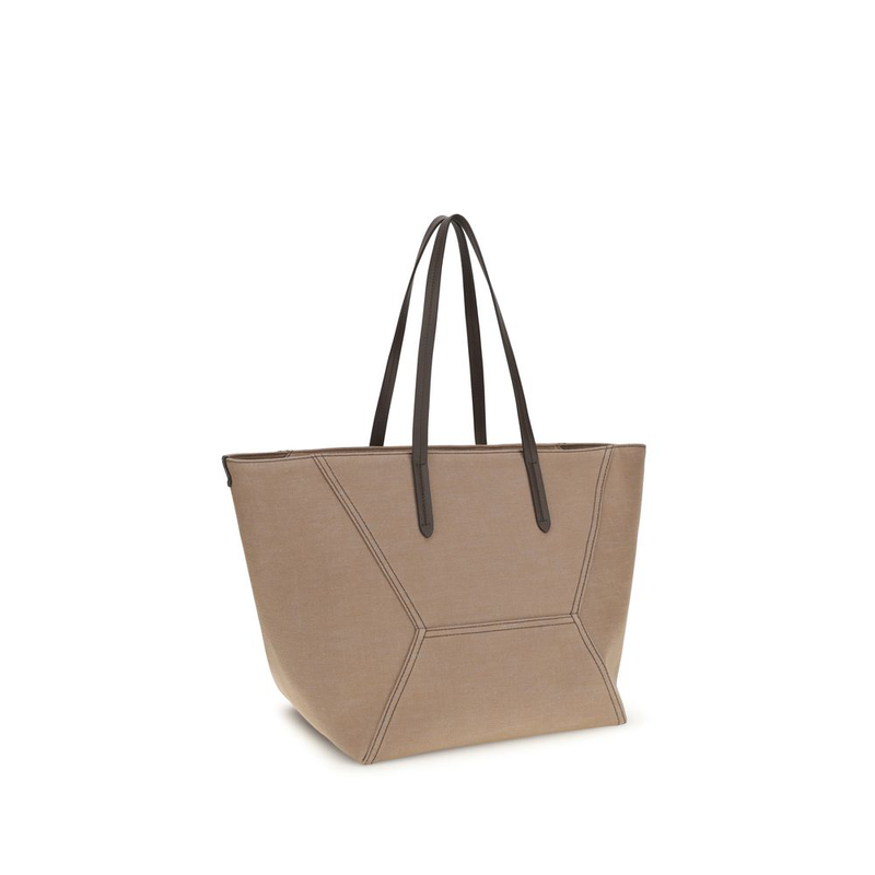 Beige cotton shoulder bag-null