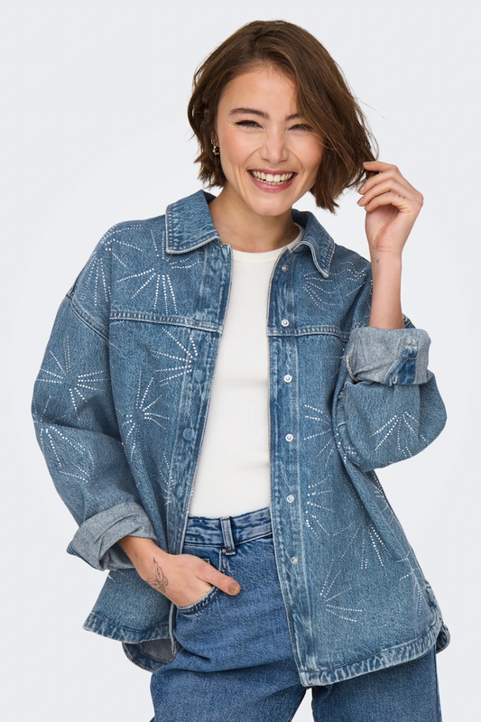 Only emmie denim overshirt strass image number null
