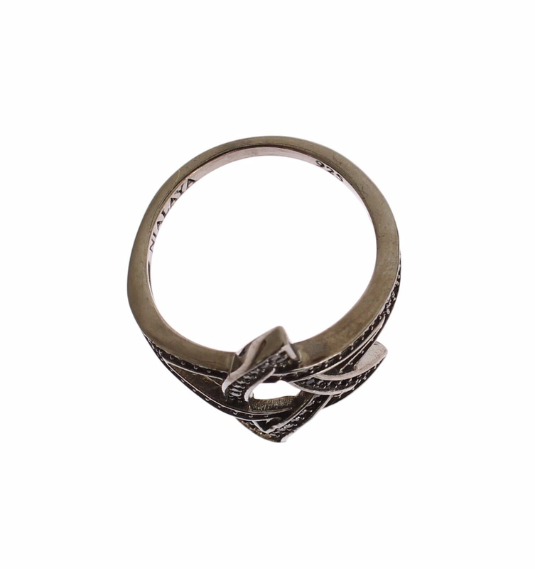 Black cz rhodium 925 silver womens ring-null