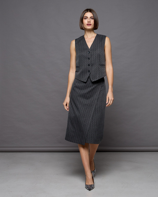 Midi wrap skirt striped image number null