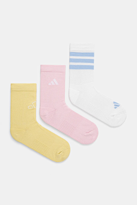 Adidas logo pack 3 pair socks, White/pink/yellow, medium