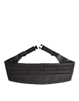 Black men 100% silk belt wide waist cummerbund, Black, medium