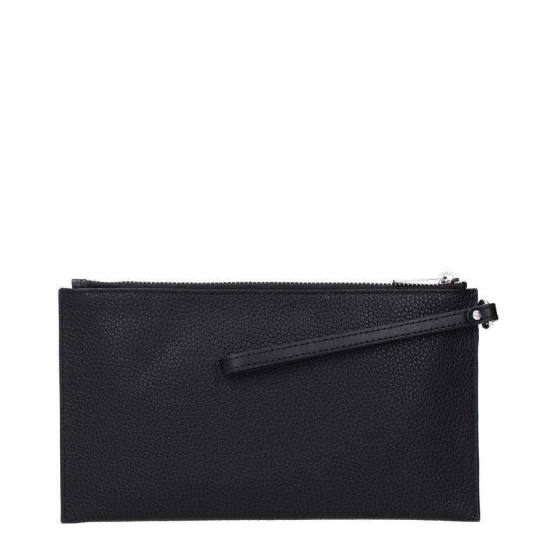 Black leather clutch bag-null