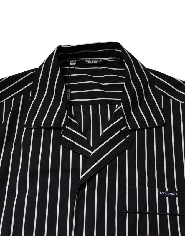 Black white stripes cotton men pajama set sleepwear-null