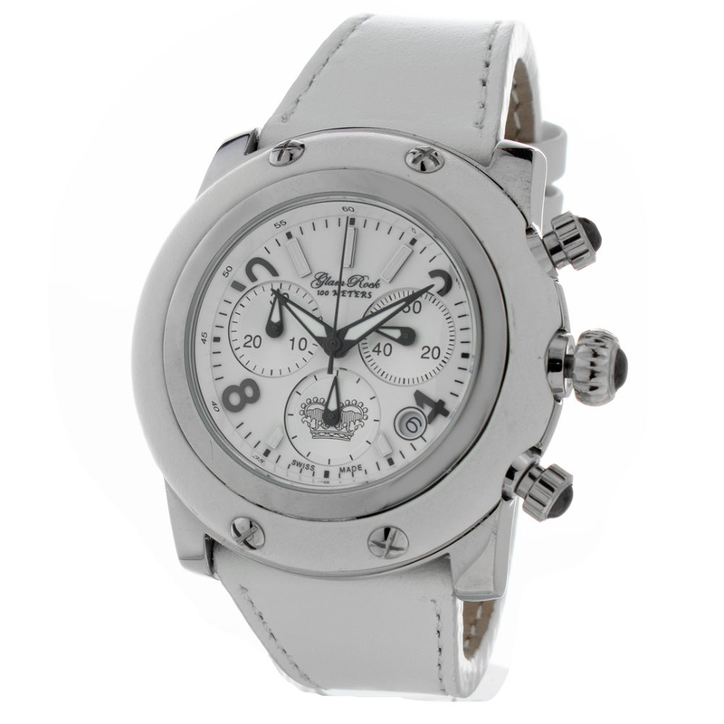 Black leather dress watch-null