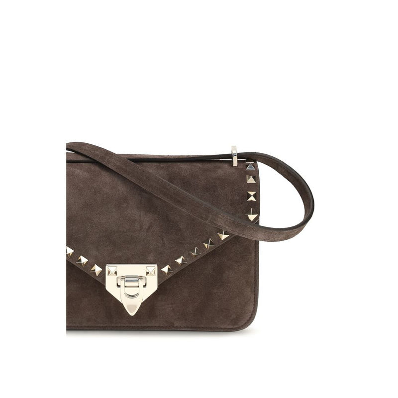 Brown suede leather shoulder bag-null