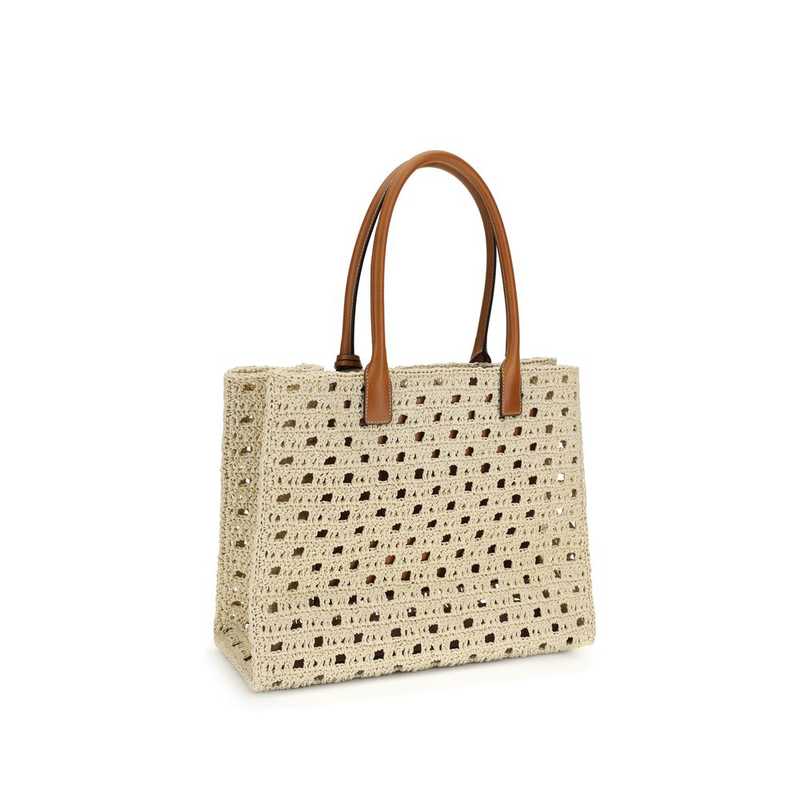 Beige cotton shoulder bag-null