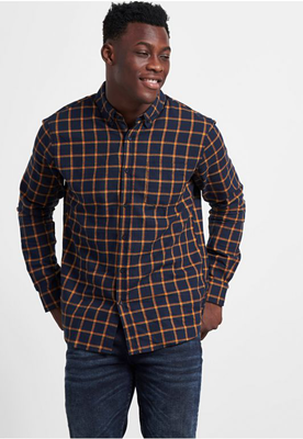 Funky buddha flannel shirt, Navy, medium