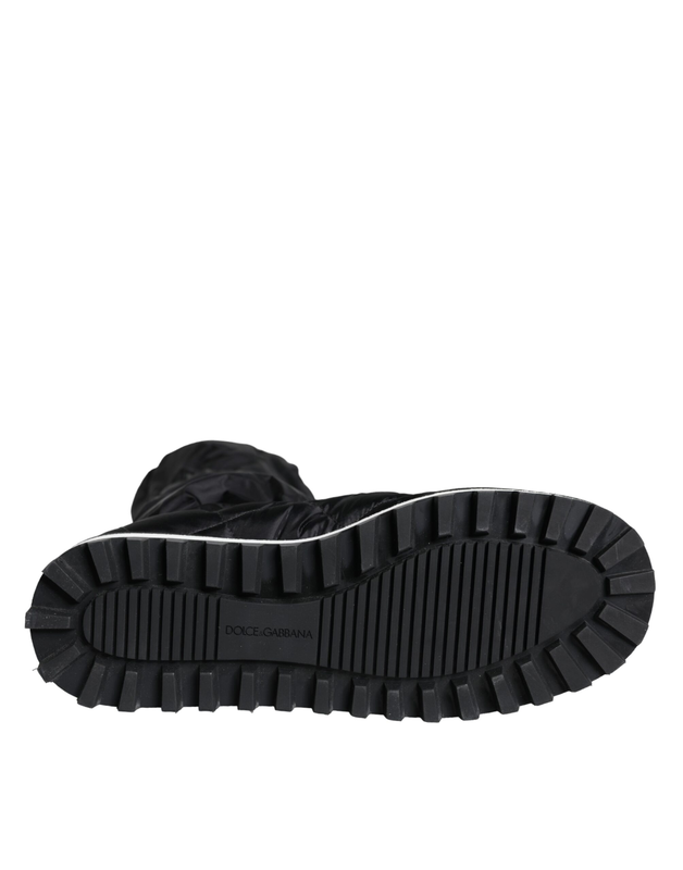 Black quilted high top boots sneakers shoes-null