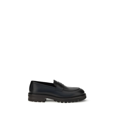 Black calf leather bos taurus slip-on loafers, Black, medium