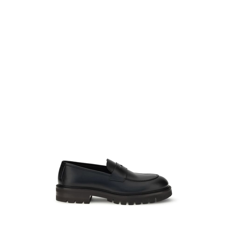 Black calf leather bos taurus slip-on loafers-null