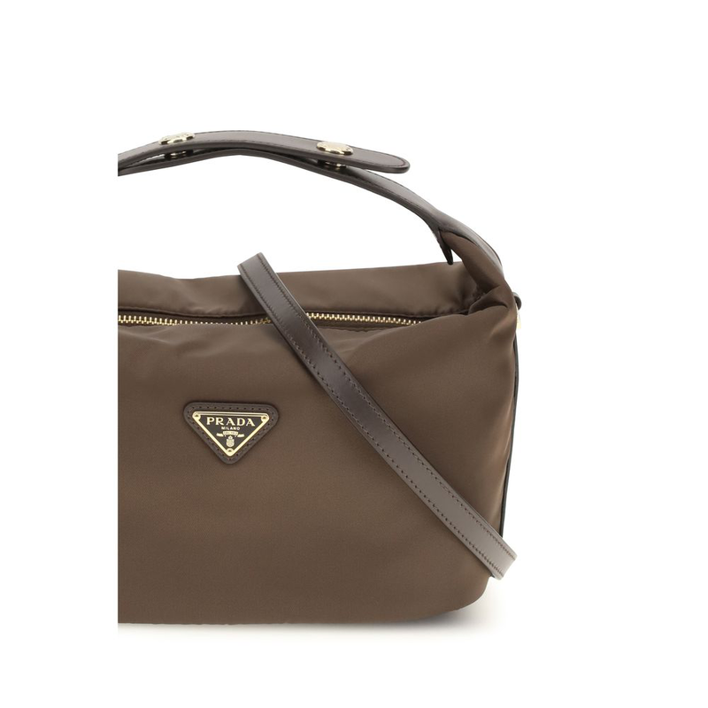 Brown recycled polyamide handbag-null