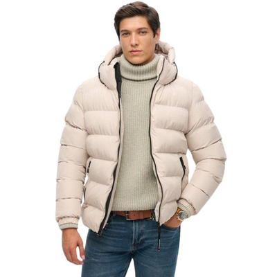 Hooded sports puffer jacket, Grey, medium