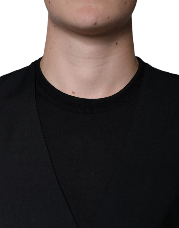 Black wool formal dress men waistcoat vest-null