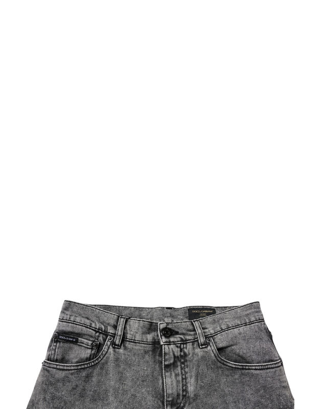 Dark gray washed cotton slim fit denim jeans-null