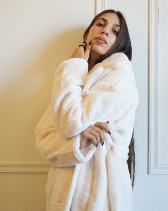 Faux fur midi with button and belt 5508-null