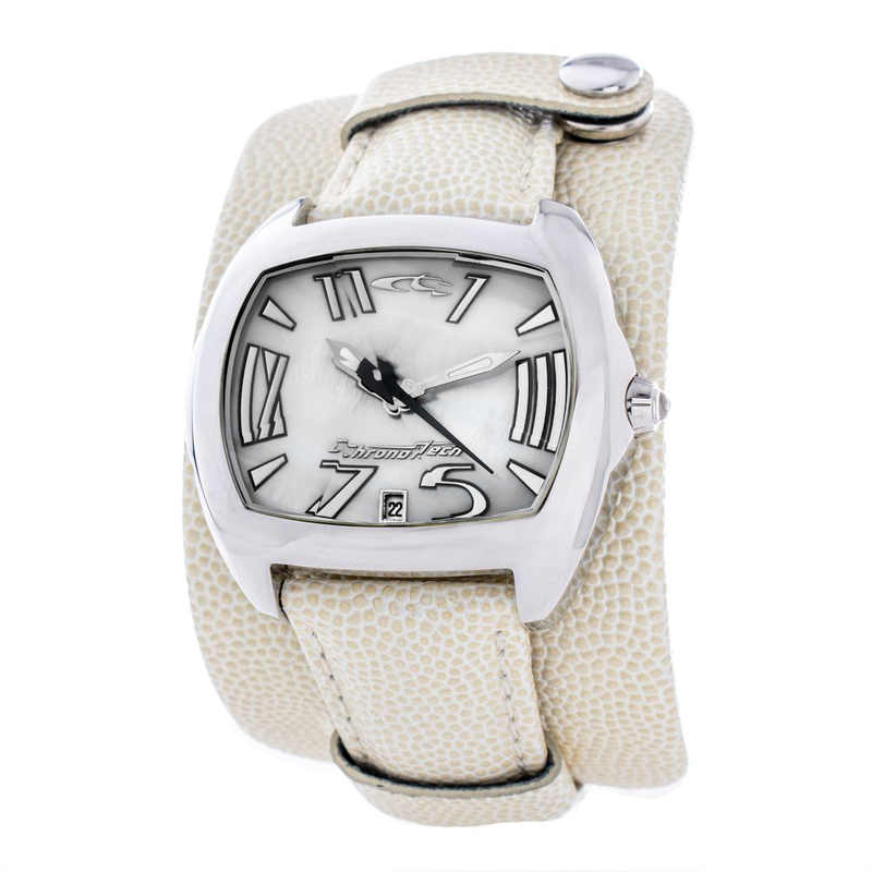 Beige leather bracelet watch-null