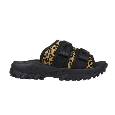 Fila outdoor animal print slide, Black / Beige, medium