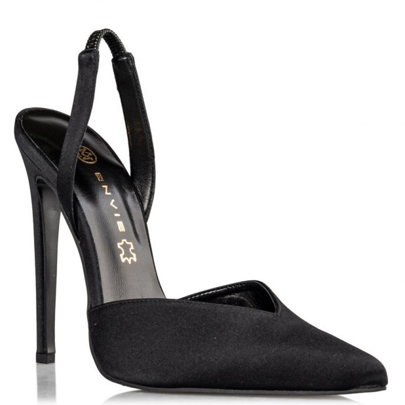 Satin slingback pumps - black-null