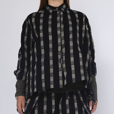 240754 striped shirt, Black, medium