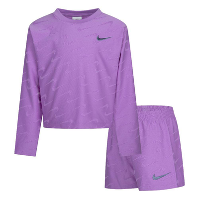 Nike little girls swoosh motion l/s short se, Rush Fushsia, medium