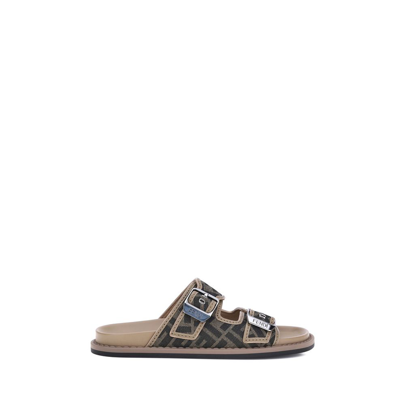 Brown calf leather bos taurus flat sandals-null