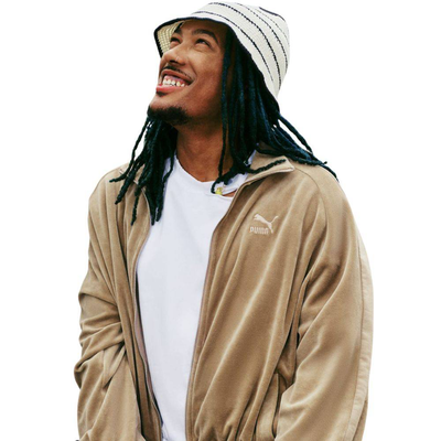 T7 oversized velour track jacket, Brown, medium
