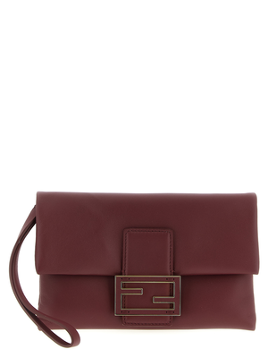 Bordeaux lamb leather clutch bag, Bordeaux, medium