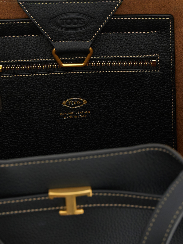Black calfskin tote bag-null