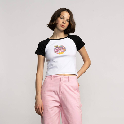 Aloha dot front raglan t-shirt, White / Black, medium