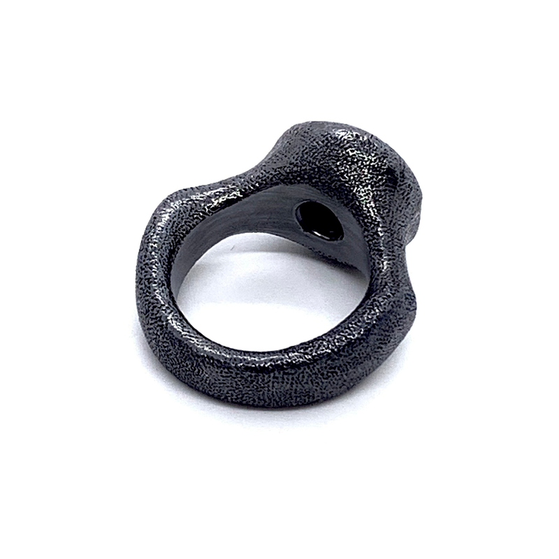 Ring pure oxidized silver black diamond-null