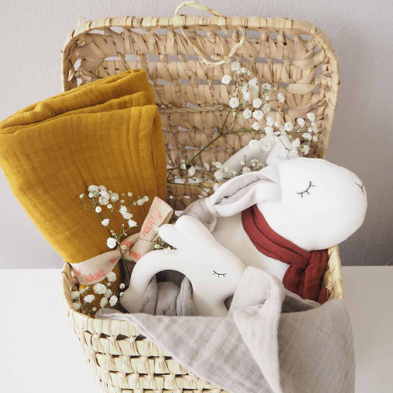 Kikadu rubber rabbit with towel - silver grey-null