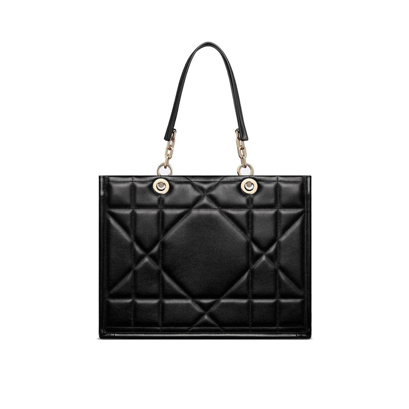 Black leather tote bag-null