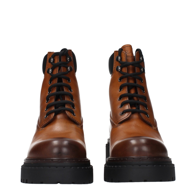Brown leather ankle boots-null