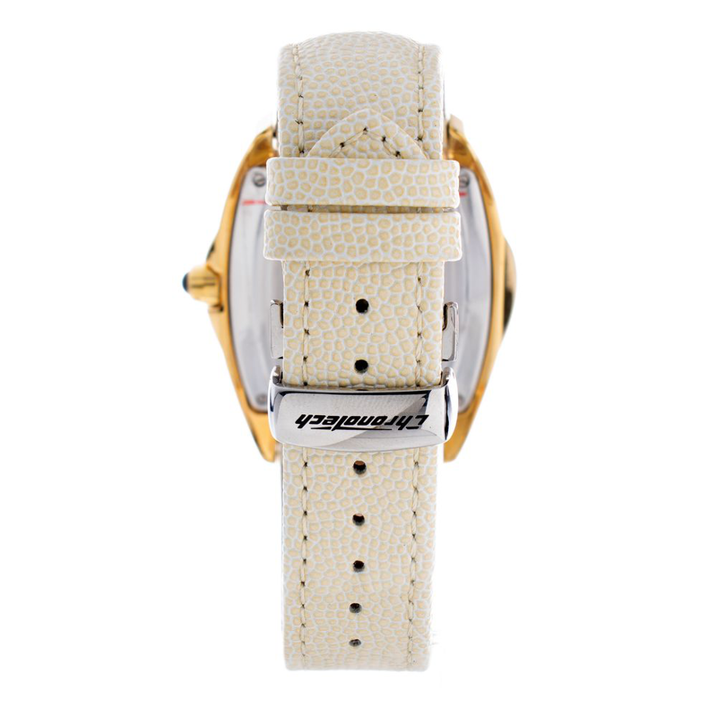 Beige leather dress watch-null